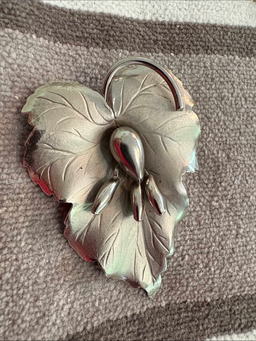 Silver Leaf Floral Brooch Pin